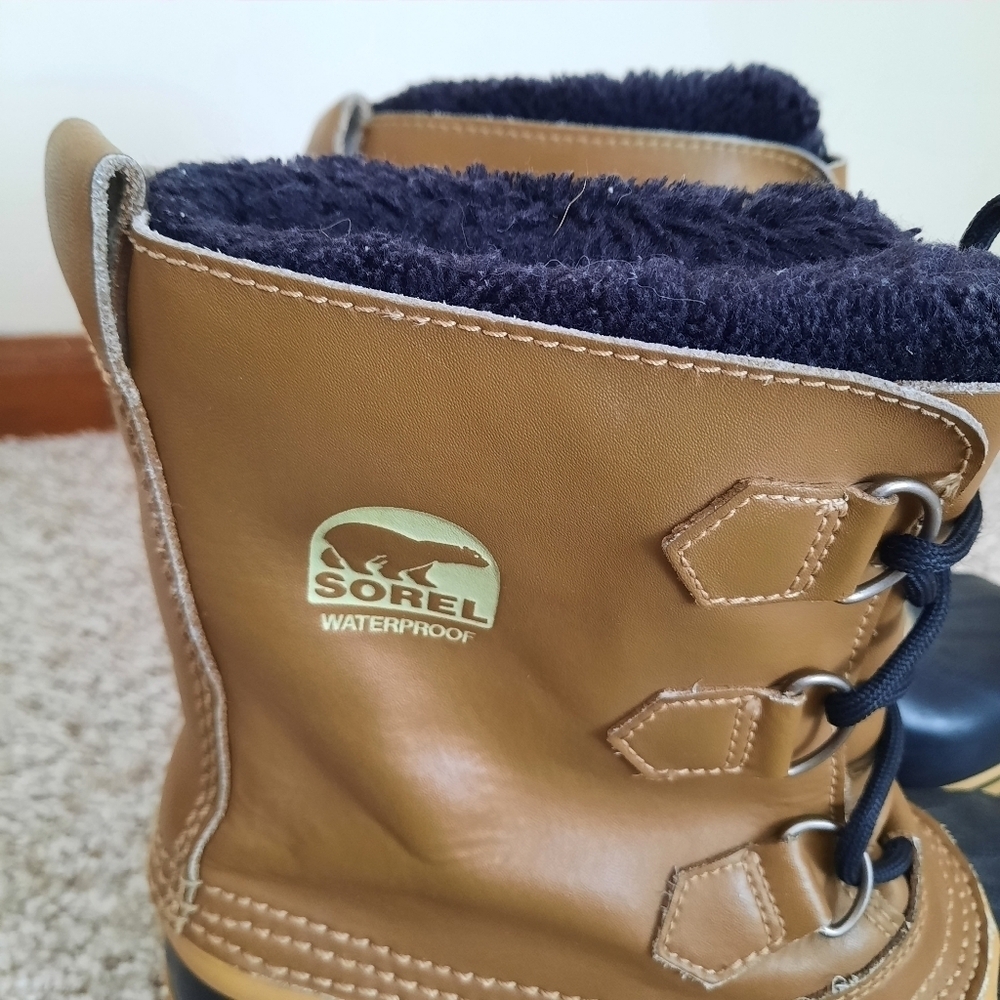Sorel Tan Leather Waterproof Winter Snow Boots With Liners NY1443-259 Size 5 - Picture 4 of 13
